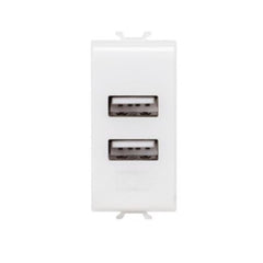 Corus - Dual USB Socket 1 Module -2.1A Silk/Satin White