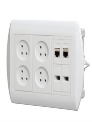 D-17 socket box + 4 white power sockets + adapter
