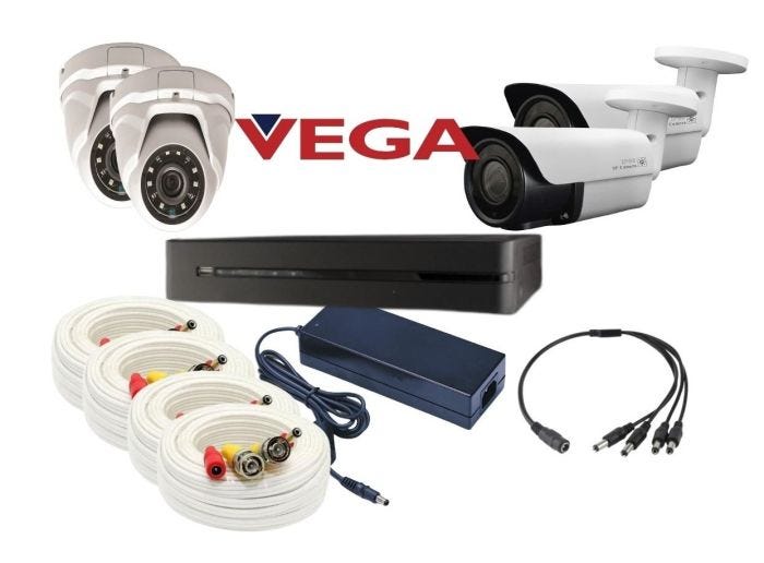 Complete AHD 4CH 1TB Camera Kit Tube + Dome 2MP