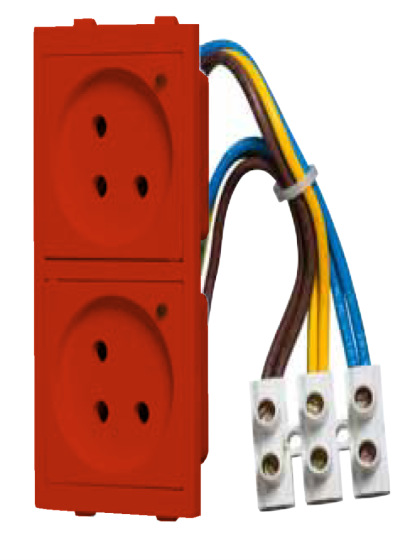 Pair of red power sockets for box ..-D