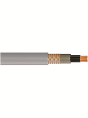 Numbered, shielded, gray flexible cable with variable cross-section