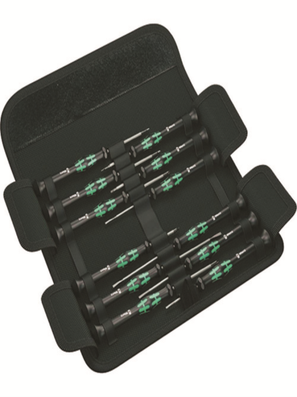 Set of 12 TORX, flat, Phillips, Allen WERA electronics screwdrivers