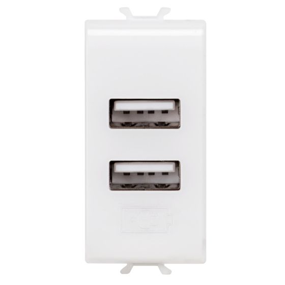 Corus - White Dual USB Socket 1 Module 2.1A Source