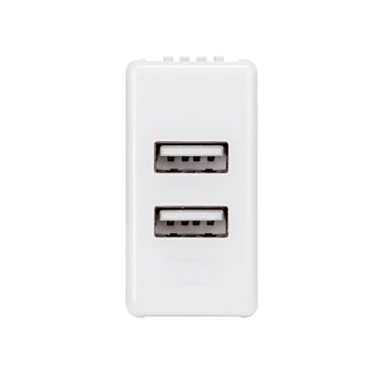 Original USB socket system x2 white 1 module 2.1A