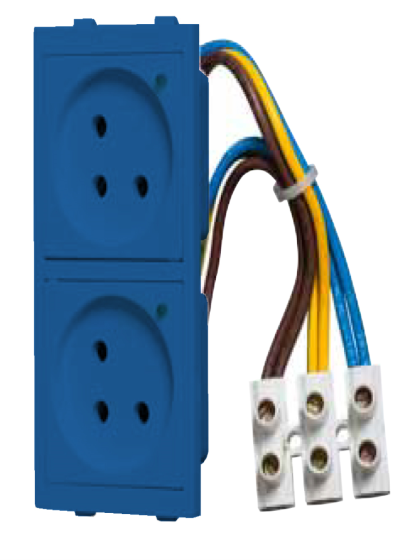 Pair of blue power sockets for box ..-D