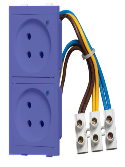 Pair of blue shutter power sockets + LED for box ..-D