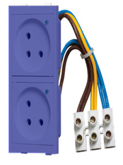 Pair of blue shutter power sockets + LED for box ..-D