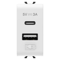 Double USB socket Korus TYPE A+C - 3A 1 module matte white
