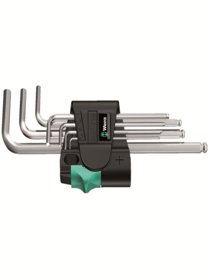 WERA 9-piece short silver ball-end Allen key set