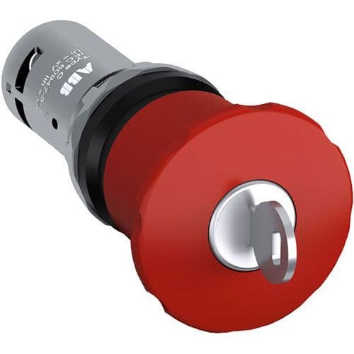 Mushroom push button ‎‎‎1NO+1NC cast iron with red key