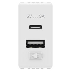 Dual USB socket system TYPE A+C - 3A 1 module white