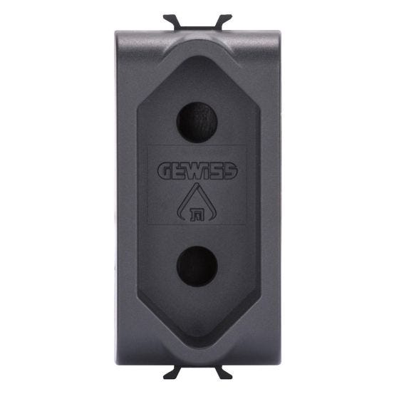 Korus - Israeli two-pin socket, matte/satin black, 16A, standard
