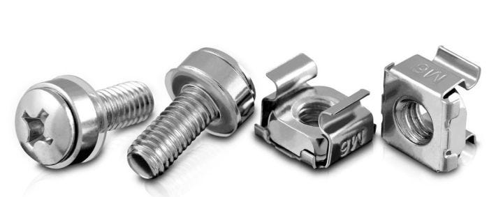 Screw + washer + cage nut set M6