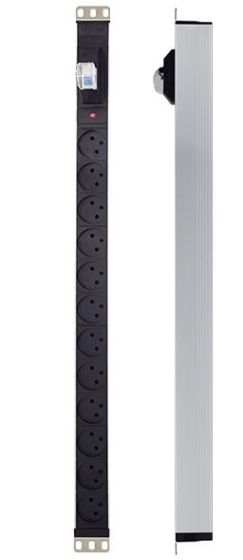 Multi-socket (12) black for servers + 3 m cable + verifier