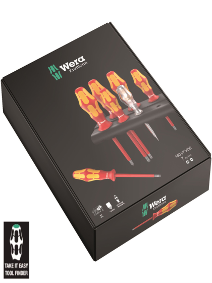 Screwdriver set 7 pcs flat laser tip + Phillips WERA 1000V