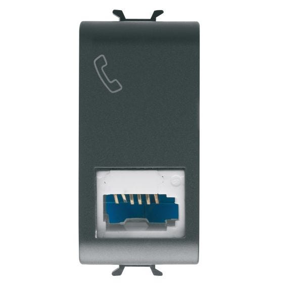 Korus-Israeli telephone socket 1 module matte/satin black