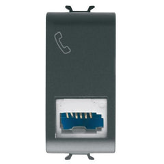 Korus-Israeli telephone socket 1 module matte/satin black