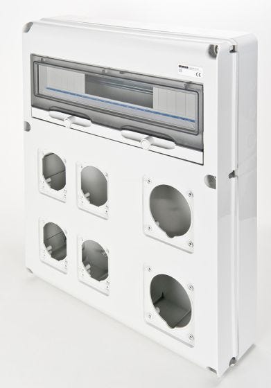 20-module panel for 4 outlets + 2 outlets 63A (without grounding strip 3940412B)